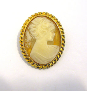 Vintage 1970s Signed Carolee Contemporary Style Cameo Pin - Front
