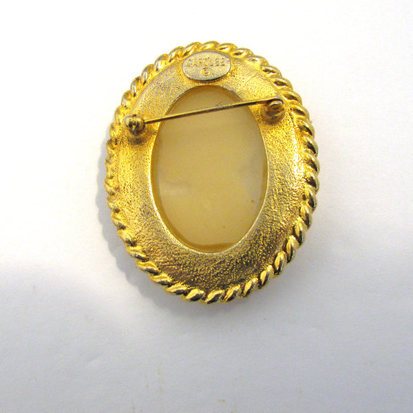 Vintage 1970s Signed Carolee Contemporary Style Cameo Pin - Back