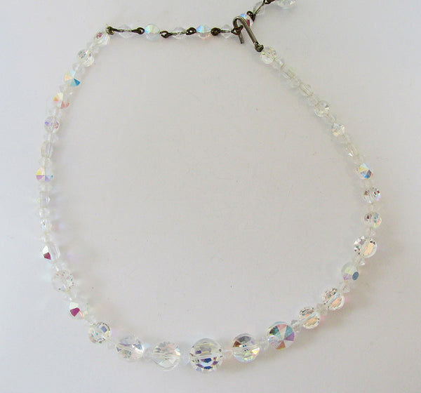 Mid-Century Vintage 1950s Sparkling Crystal and Bead Necklace