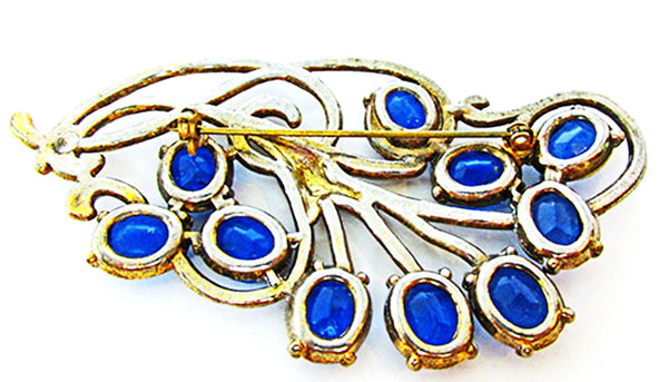 Edwardian Era 1910s Antique/Vintage Art Nouveau Blue Diamante Pin - Back