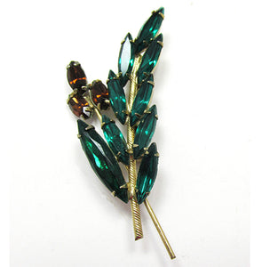 Vintage 1950s Sparkling Timeless Diamante Floral Spray Pin - Front