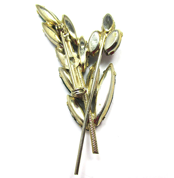 Vintage 1950s Sparkling Timeless Diamante Floral Spray Pin - Back