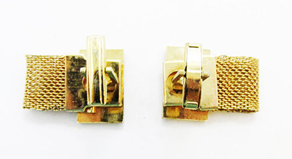 Men's 1960s Jewelry Mid-Century Eye-Catching Embossed Gold Cufflinks - Back