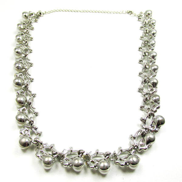 Vintage Jewelry Mid-Century Diamante and Pearl Floral Necklace - Back