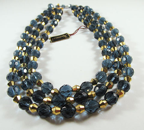 Marvella Vintage 1950s Striking Three Strand Crystal Necklace