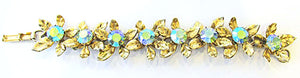 Juliana Vintage Jewelry Iridescent AB Diamante Floral Link Bracelet