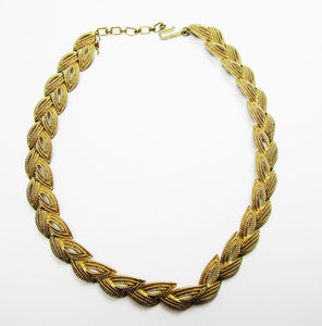 Vintage 1960s Mid-Century Trifari Designer Gold Tone Leaf Necklace - Front