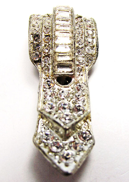 Vintage 1930s Costume Jewelry Delicate Art Deco Diamante Dress Clip - Front