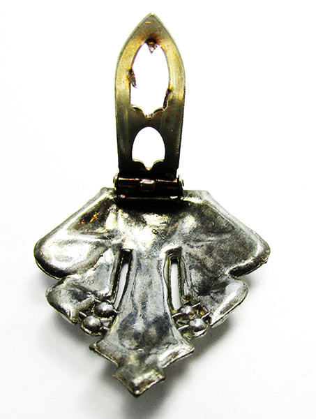 Vintage 1930s Jewelry Distinctive Art Deco Diamante Dress Clip - Back