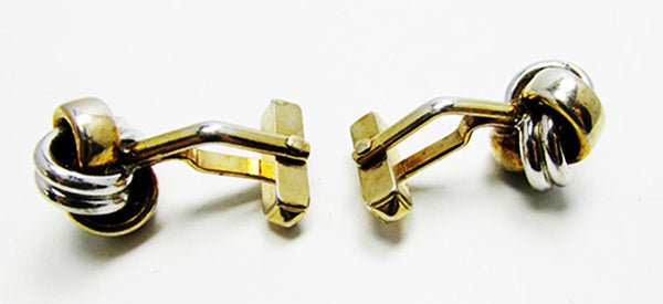 Swank Men's Designer Mid-Century Gold and Silver Love Knot Cufflinks - Side