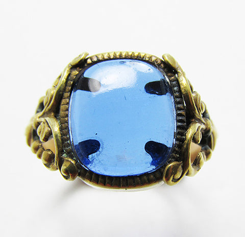 Dainty Vintage Rare 1930s Retro Art Deco Sapphire Fashion Ring