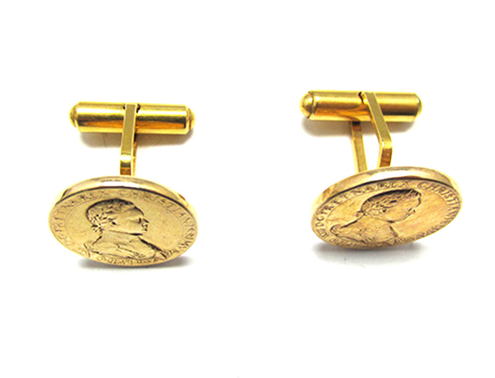 Dial 1950s Vintage Men's Jewelry Mid-Century Louis XIII Gold Cufflinks