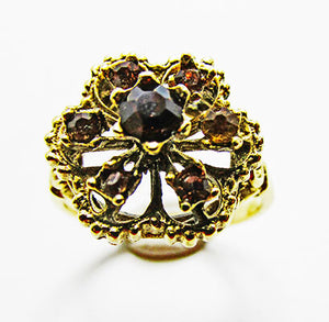 Vintage 1970s Contemporary Style Topaz Diamante Fashion Ring - Front