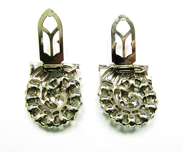 1930s Vintage Jewelry Magnificent Art Deco Floral Diamante Duette - Clip Backs