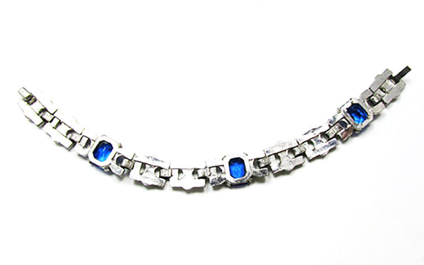Coro 1930s Vintage Rare "R" Mark Art Deco Sapphire Diamante Bracelet - Back