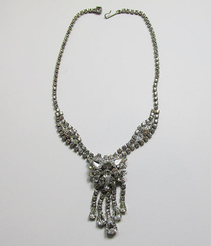 Vintage Mid Century 1950s Superb Rhinestone Drop Necklace