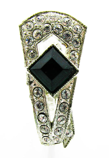 Rare Billard Vintage 1930s Art Deco Emerald Diamante Scarf Clip - Front