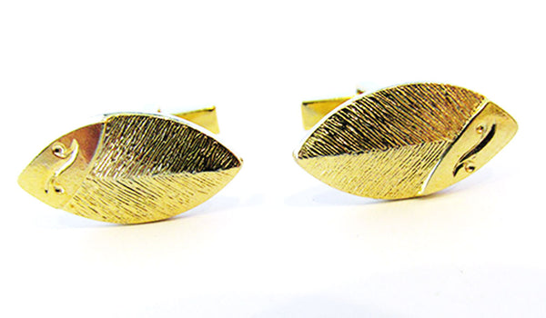 Vintage 1960s Men's Jewelry Contemporary Style Gold Cufflinks - Front