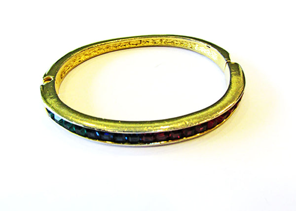 Signed Roman Vintage Multi-Colored Minimalist Diamante Bangle Bracelet - Circumference