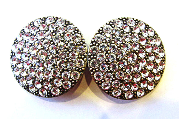 Vintage Minimalist 1930s Brilliant Clear Rhinestone Belt Buckle - Front
