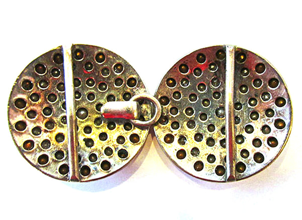 Vintage Minimalist 1930s Brilliant Clear Rhinestone Belt Buckle - Back