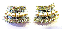 Sarah Coventry Vintage 1950s Vintage Pearl and Rhinestone Shoe Clips