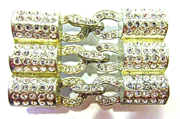 WMCA Vintage 1930s Art Deco Clear Rhinestone Belt Buckle - Front