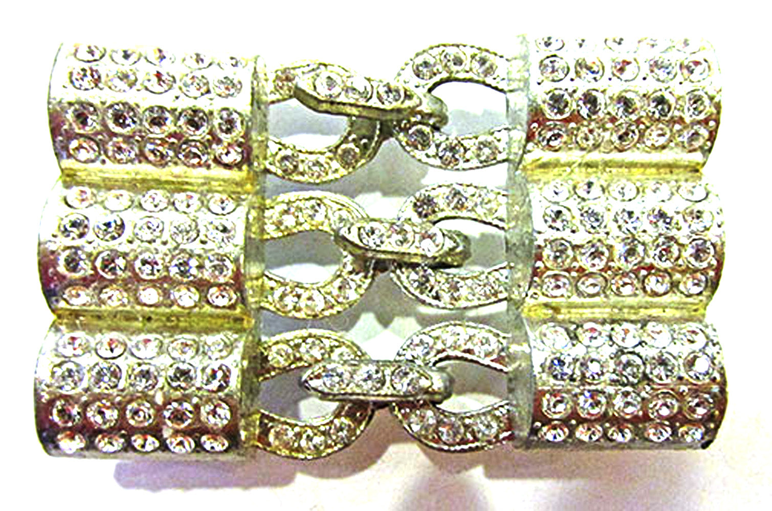 WMCA Vintage 1930s Art Deco Clear Rhinestone Belt Buckle