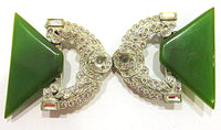 Vintage 1930s Art Deco Clear Rhinestone and Bakelite Buckle