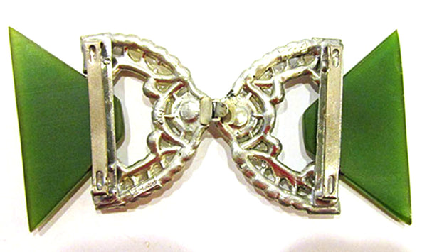 Vintage 1930s Art Deco Clear Rhinestone and Bakelite Buckle - Back