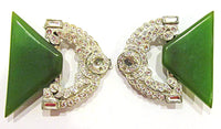 Vintage 1930s Art Deco Clear Rhinestone and Bakelite Buckle