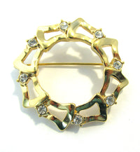 Vintage 1960s Monet Unique Contemporary Style Diamante Circle Pin - Front - Thumbnail