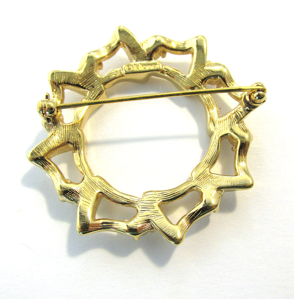 Vintage 1960s Monet Unique Contemporary Style Diamante Circle Pin - Back