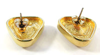 Swarovski Vintage 1970s Sapphire and Clear Geometric Pierced Earrings - Back - Thumbnail