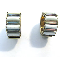 Eye-Catching 1960s Vintage Clear and White Diamante Hoop Earrings - Front - Thumbnail