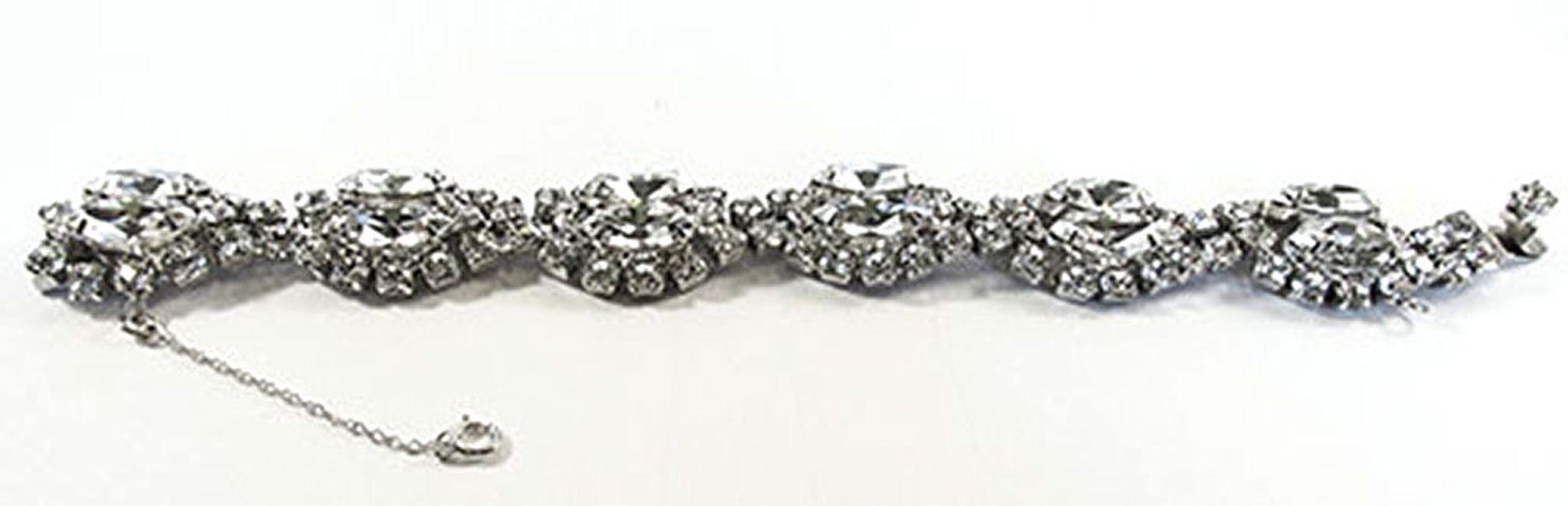 Signed Kramer N.Y. Vintage 1950s Designer Clear Rhinestone Bracelet - Front