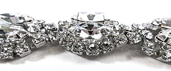 Signed Kramer N.Y. Vintage 1950s Designer Clear Rhinestone Bracelet - Close Up