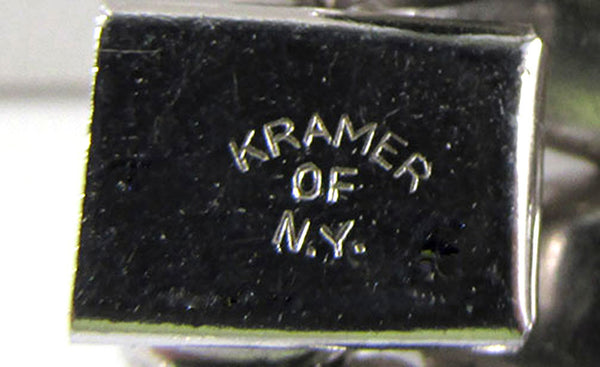 Signed Kramer N.Y. Vintage 1950s Designer Clear Rhinestone Bracelet - Signature