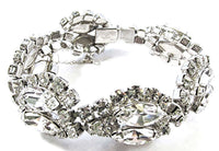 Signed Kramer N.Y. Vintage 1950s Designer Clear Rhinestone Bracelet - Front - Thumbnail