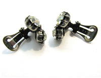 Signed Dainty 1950s Vintage Weiss Sparkling Clear Diamante Earrings - Side - Thumbnail