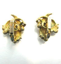 Signed Vintage 1950s Crown Trifari Mid-Century Designer Earrings - Back - Thumbnail