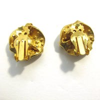 Distinctive Vintage 1950s Mid-Century Gold and Pearl Clip-On Earrings - Back - Thumbnail