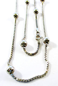 Vintage 1980s Retro Italian Contemporary Style Sterling Necklace - Close Up - Thumbnail