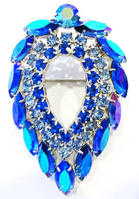 Vintage 1960s Sarah Coventry’s Iconic Blue Lagoon Pin and Earrings Set - Pin - Thumbnail