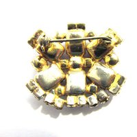 Vintage 1950s Head-Turning Clear and Red Diamante Geometric Pin - Back - Thumbnail