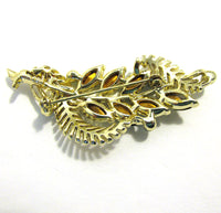 Attractive Signed Star Vintage 1960s Mid-Century Diamante Leaf Pin - Back - Thumbnail