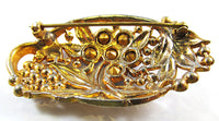 Vintage 1930s Art Nouveau Sapphire-Blue Rhinestone and Gold Pin - Back - Thumbnail