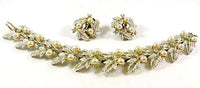 Judy Lee 1950s Vintage Rhinestone and Pearl Bracelet and Earrings - Front - Thumbnail