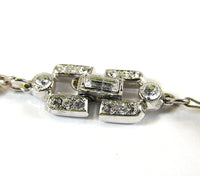 Vintage Trifari Mid-Century 1950s Pearl and Rhinestone Necklace - Closure Front - Thumbnail