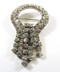Vintage 1950s Mid-Century Bold and Sparkling Clear Rhinestone Drop Pin - Front - Thumbnail